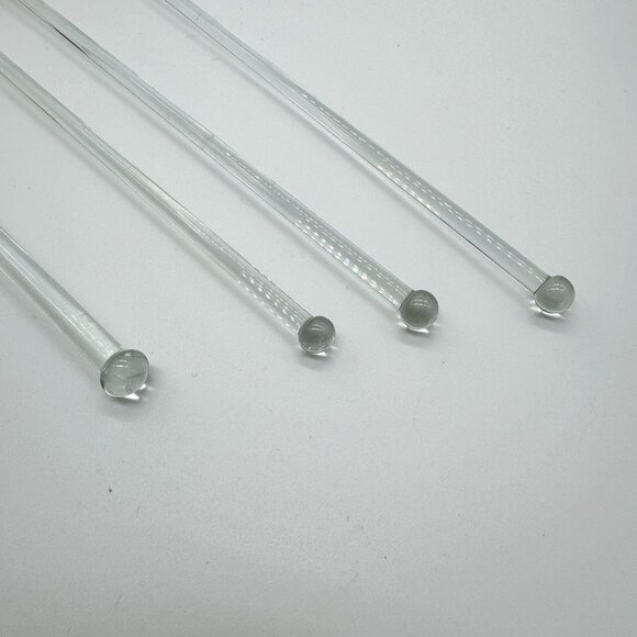 Set 4 Swizzle Sticks Handblown Glass Fruits Collectible Barware Drinks Cocktails - Picture 6 of 7